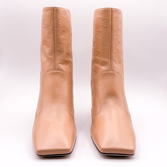 Brand New Fendi FFreedom 65 Logo Printed Leather Boots in Neutral Pink, Size 38 - Picture 7 of 11